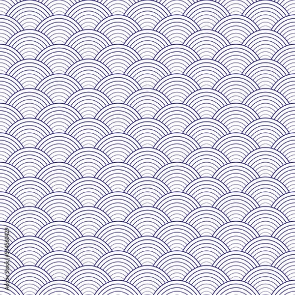 Fototapeta Seamless pattern, hand drawn, vector. Elegance background, geometric waves.