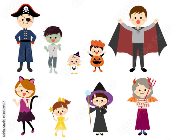 Obraz ハロウィン仮装をする家族