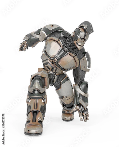 Fototapeta war ready robot is doing a stumble pose