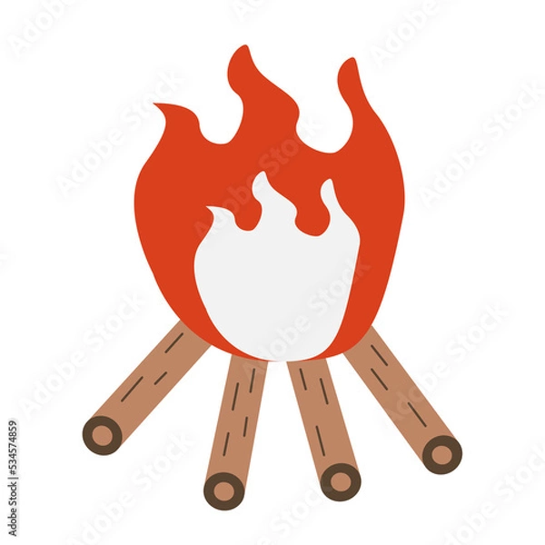 Obraz Campfire isolated on a white background. campfire for cooking and heating.