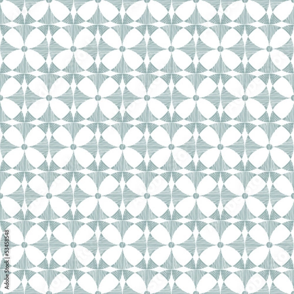 Fototapeta Vector geometric gray ikat seamless pattern background with hand