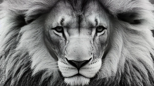 Obraz Black and White Lion #2