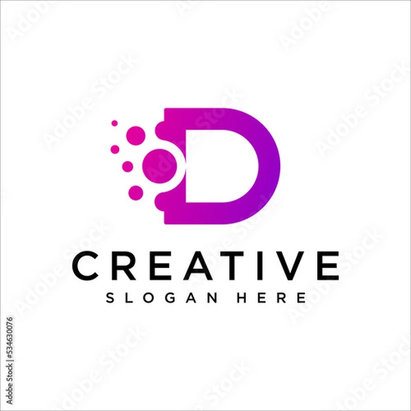 Fototapeta D Letter With Dots Logo Design Vector TemplatePrint