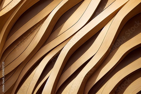 Obraz Irregular ondulated wood pattern wall background illustration