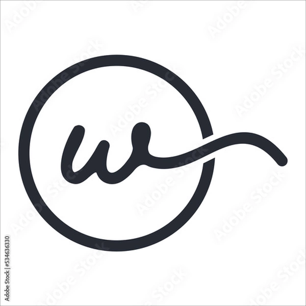 Obraz Handwritten Signature Logo for Initial W with circle frame
