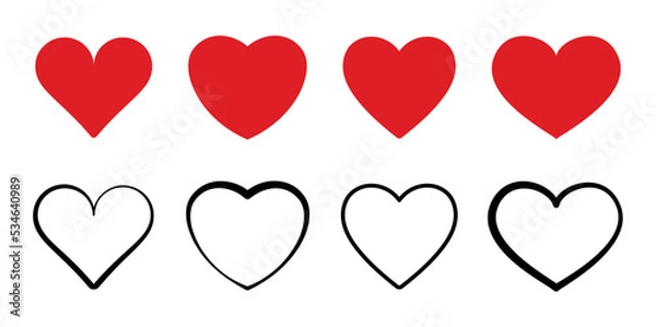 Obraz red heart icon collection line art