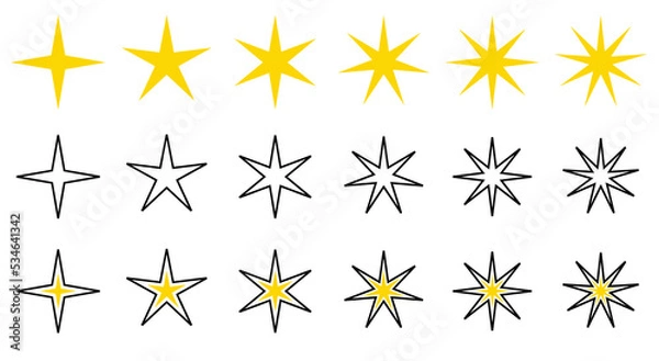 Obraz yellow set of stars icon collection pack 