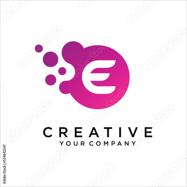 Obraz Dots Letter E Logo Design Vector Template