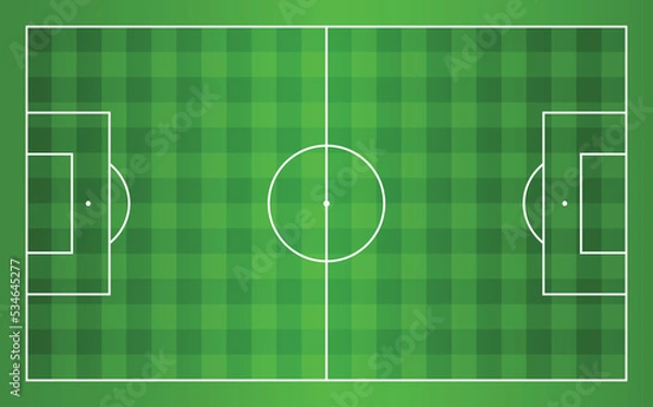 Obraz Green Soccer Field or Football Field Top View with Mowing Pattern, Realistic Football Pitch