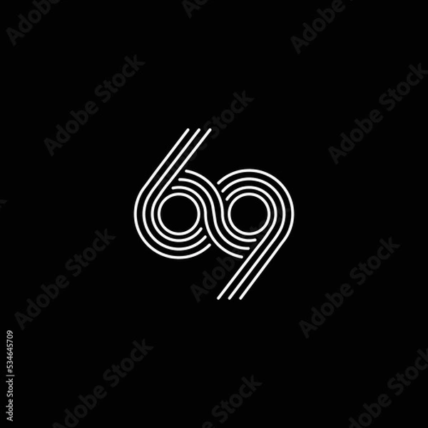 Obraz Initial number 69 or 69th anniversary. Vector logo design