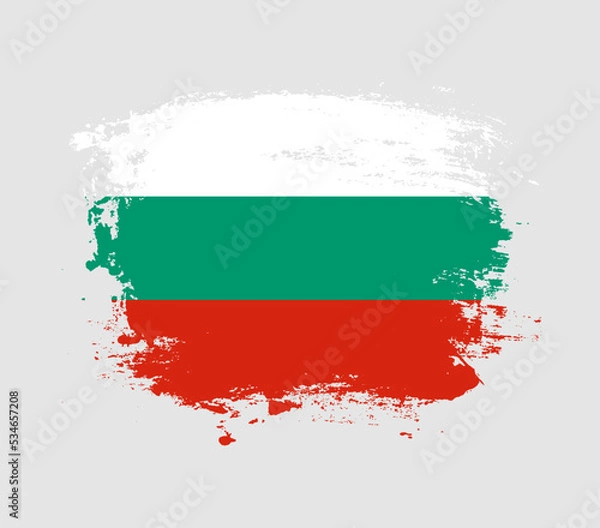 Fototapeta Elegant grungy brush flag with Bulgaria national flag vector
