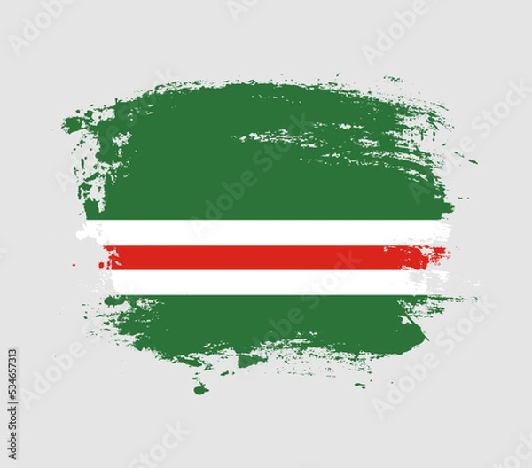 Fototapeta Elegant grungy brush flag with Chechen Republic of Ichkeria national flag vector