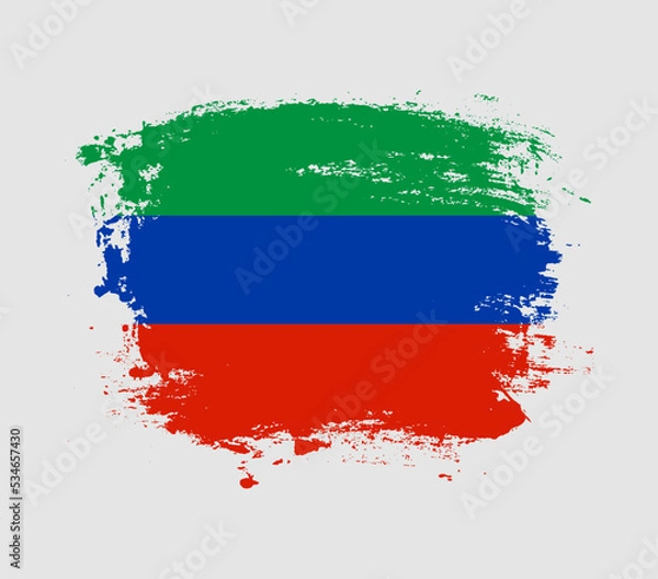 Fototapeta Elegant grungy brush flag with Dagestan national flag vector