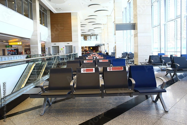 Fototapeta airport interior, business hall transportation
