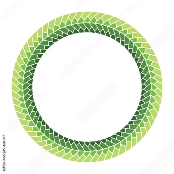 Fototapeta Decorative round frame for design with ornament. Circular frame. Template for printing postcards, invitations, books, for textiles, engraving, wooden furniture, forging. Vector. Green frame.