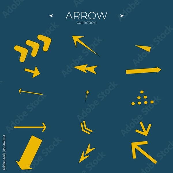 Fototapeta Colorful arrows. Arrows vector collection. Direction arrows. Curly and wave orientation. Vector illustration