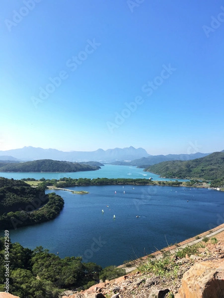 Fototapeta Sai Kung High Island Reservoir with blue sky, Hong Kong