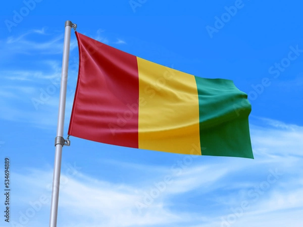 Obraz Guinea flag waving in the wind