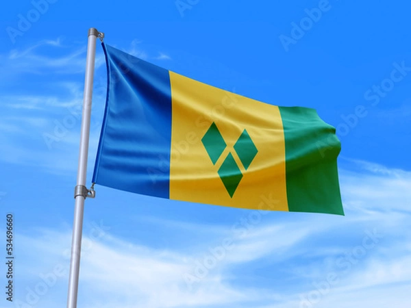 Obraz Saint Vincent and the Grenadines flag waving in the wind