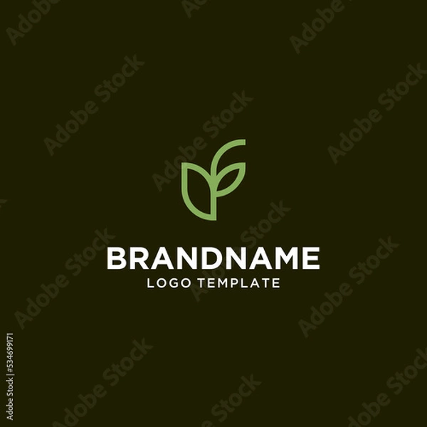 Fototapeta Simple Leaf With Letter F logo Vector Modern
