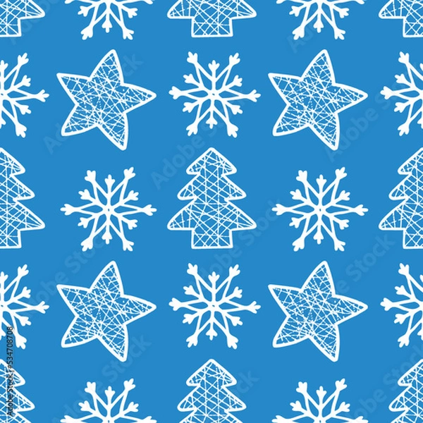 Obraz vector seamless pattern new year snowflake squirrel,star