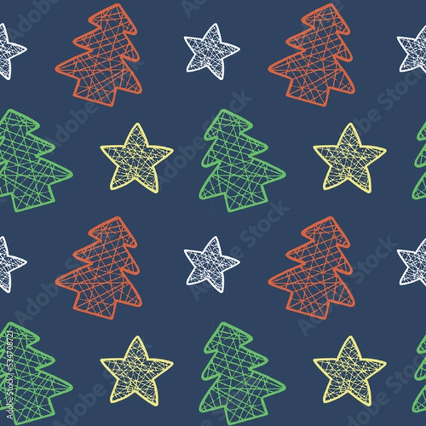 Obraz vector seamless pattern new year snowflake squirrel,star