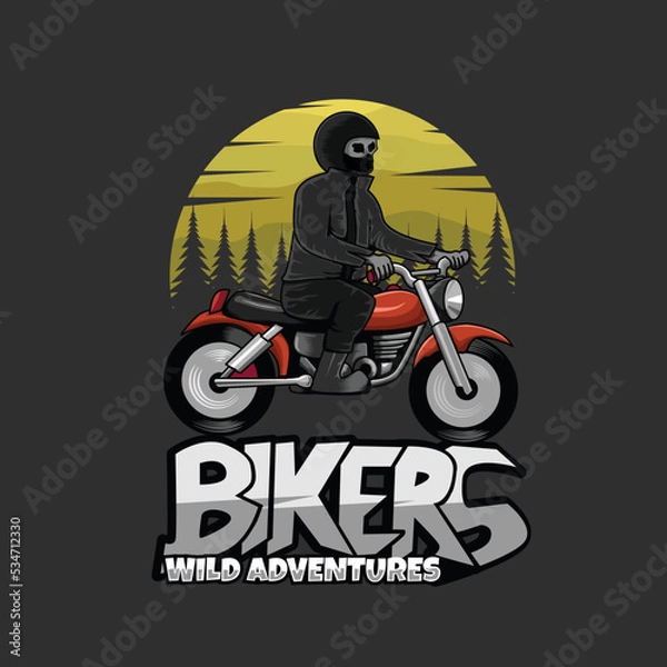 Fototapeta biker going on a wild adeventur logo