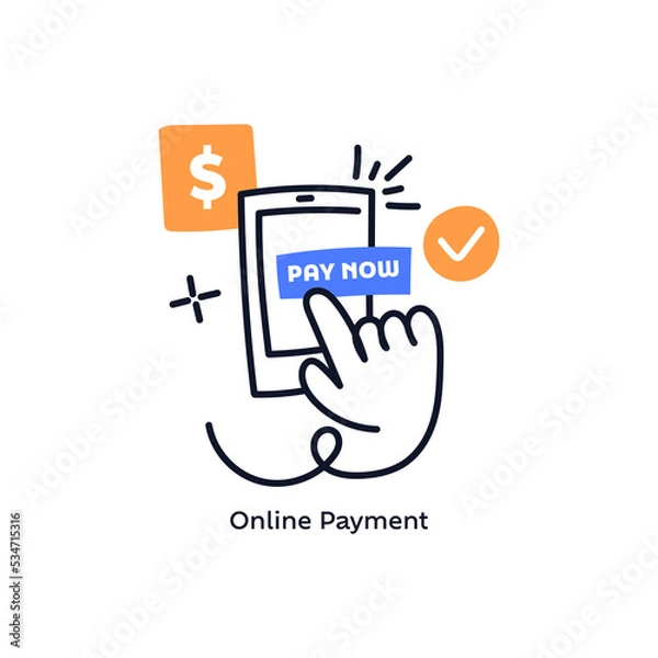 Fototapeta Mobile Payment. Smartphone with Online Payment. Credit card on screen phone. Online shopping. NFC payments. Banking, Finance app and e-payment. Vector illustration
