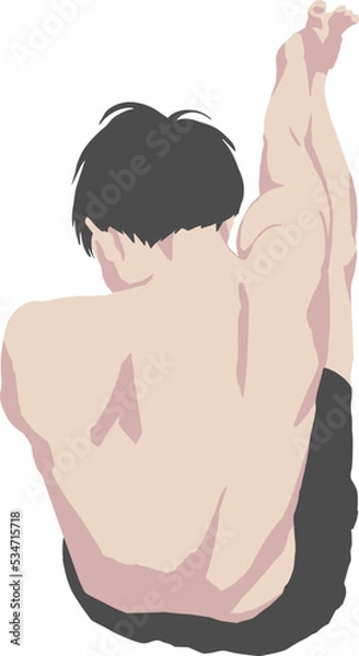 Obraz ストレッチする男性の背中のベクターイラスト