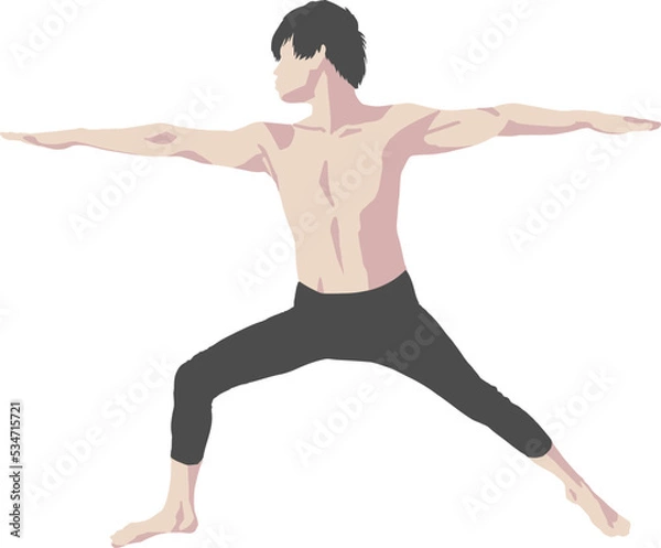 Obraz ヴィラバドラーサナ2（戦士のポーズ2)の男性のベクターイラスト