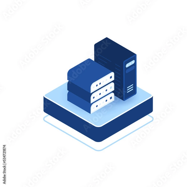 Fototapeta Isometrcic set icons servers database