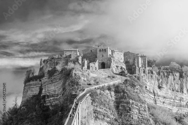 Fototapeta The famous Civita di Bagnoregio. Province of Viterbo, Lazio, Italy. Due to its unstable foundation that often erodes, Civita is famously known as "the dying city"
