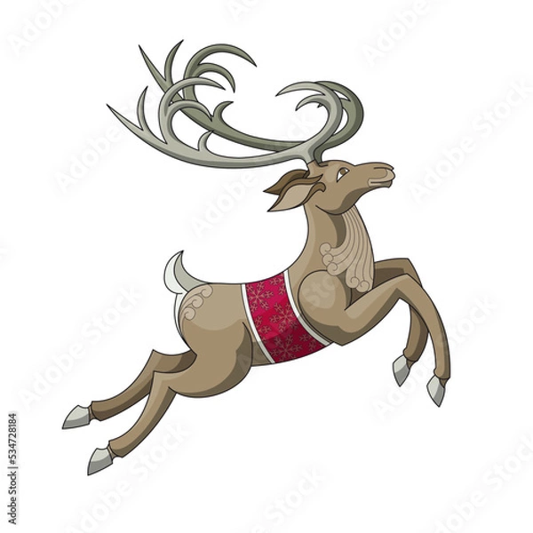 Obraz Jumping reindeer illustration (Design Element)