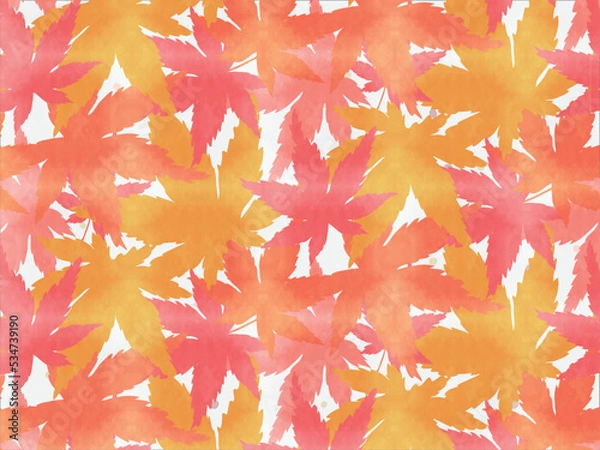 Obraz 紅葉した楓のシームレス背景素材（赤・黄色・ピンク）