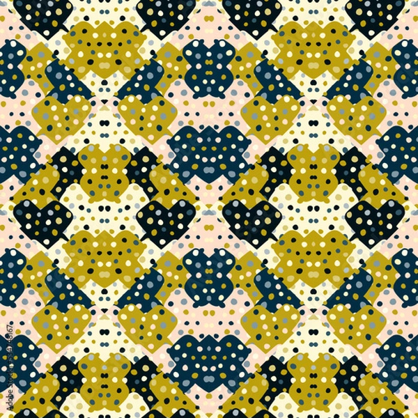 Fototapeta Creative labyrinth mosaic seamless pattern. Geometric maze wallpaper. Plus sign background