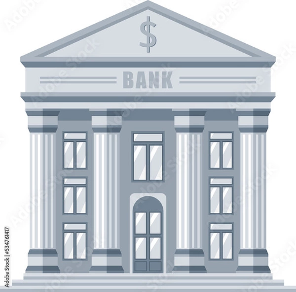 Fototapeta bank building architecture cartoon illustration isolated object