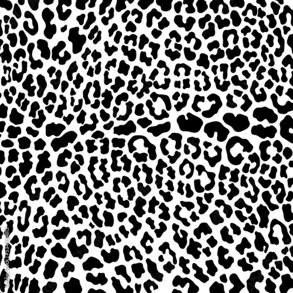 Fototapeta Animal skin print pattern seamless. Cheetah, leopard, jaguar, panther fur. Black and white animal print pattern seamless.