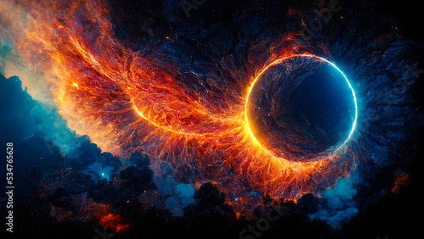 Fototapeta illustration on the theme Travel in space with stars and nebulae of the universe