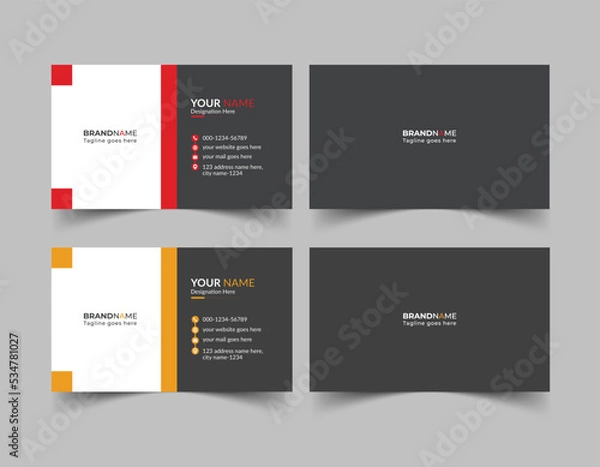 Obraz New Modern business card template design red, green, orange, and blue colors. Flat design vector abstract creative - Vector