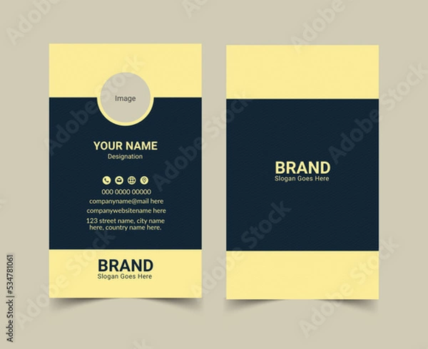 Obraz Stylish print-ready business card template design with red, gold, blue, and pink colors for man and women vector design