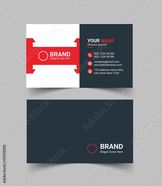 Obraz New Modern business card template design red, green, orange, and blue colors. Flat design vector abstract creative - Vector