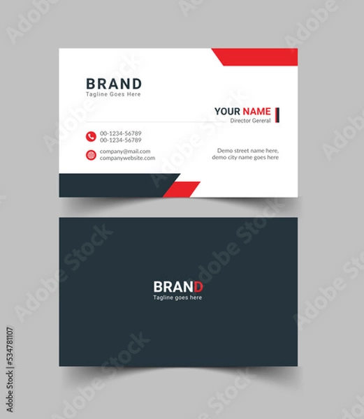 Obraz Stylish print-ready business card template design with red, gold, blue, and pink colors for man and women vector design