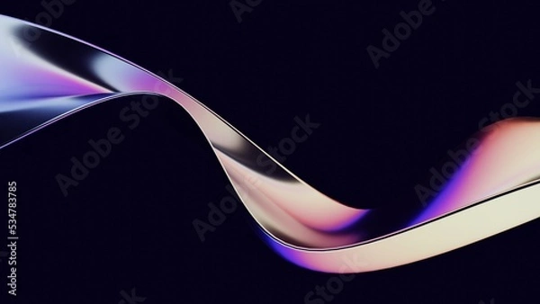Fototapeta Abstract fluid 3d render holographic iridescent neon curved wave in motion background. Gradient design element for banners, backgrounds, wallpapers and covers.