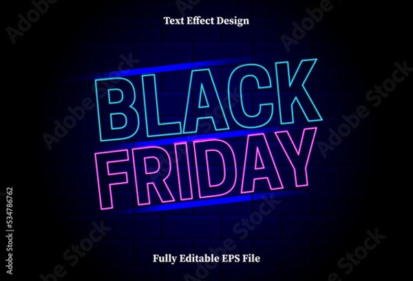Obraz Black Friday Text Effect Design with lighting effect