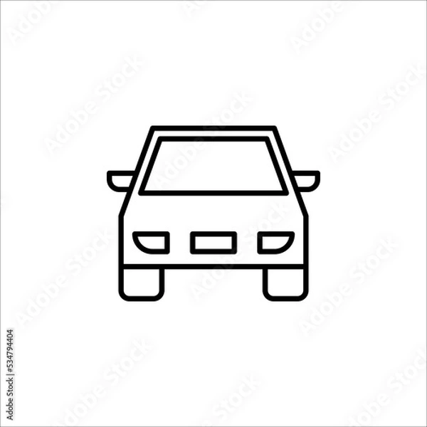 Fototapeta Car front line icon. Simple outline style sign symbol. Auto, view, sport, race, transport concept. Vector illustration isolated on white background.