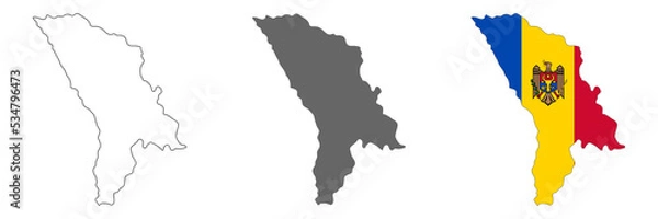 Fototapeta Highly detailed Moldova map with borders isolated on background
