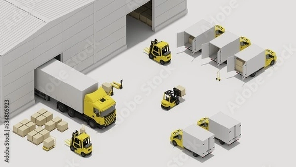 Fototapeta 3d rendering transport delivery isometric
