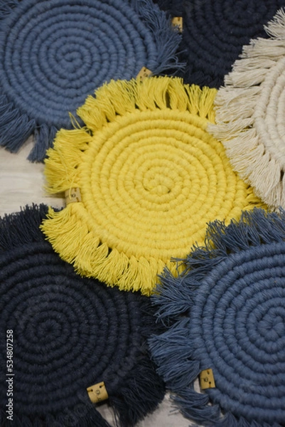 Fototapeta macramé fringed napkins table setting