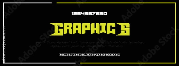 Obraz Modern Bold Font. Regular Italic Number Typography urban style alphabet fonts for fashion, sport, technology, digital, movie, logo design, vector illustration