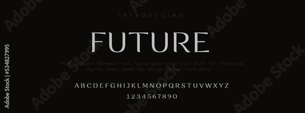 Obraz  FUTURE Elegant alphabet letters font and number. Classic Lettering Minimal Fashion Designs. Typography modern serif fonts decorative vintage design concept. vector illustration